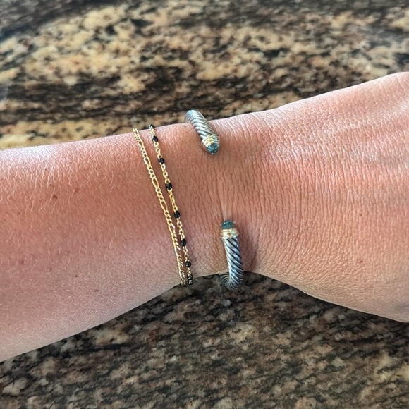 David Yurman Silver Bracelet with Blue and Gold Details - Picture 4 of 7